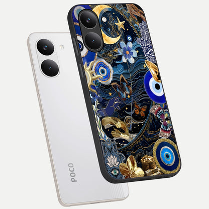  Golden Moon Magic phone case For Poco X8 Pro showing premium glass back cover with detailed artwork