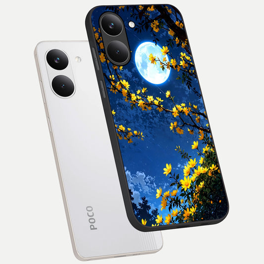  Golden Night Glow phone case For Poco X8 Pro showing premium glass back cover with detailed artwork