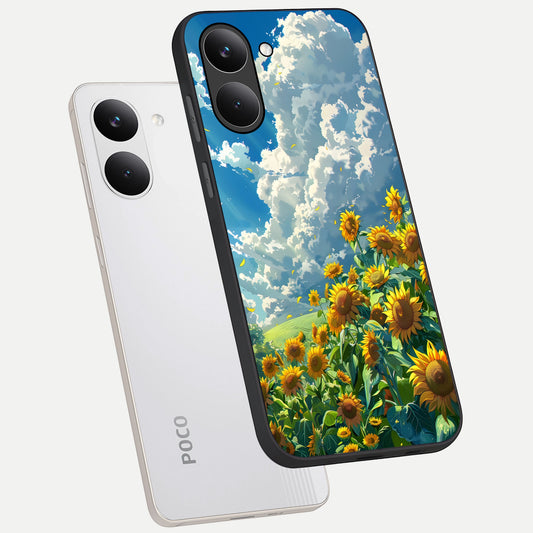  Golden Sun Glory phone case For Poco X8 Pro showing premium glass back cover with detailed artwork
