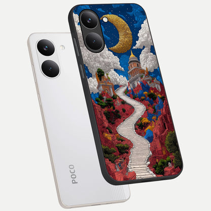  Heavenly Moon Path phone case For Poco X8 Pro showing premium glass back cover with detailed artwork