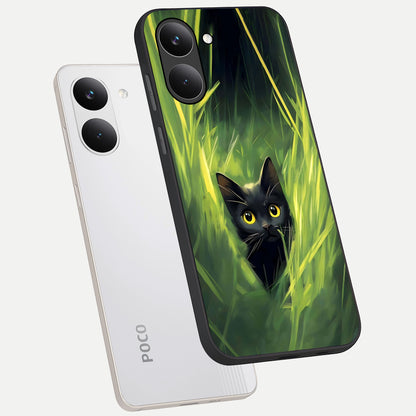  Hidden Cat Whisper phone case For Poco X8 Pro showing premium glass back cover with detailed artwork