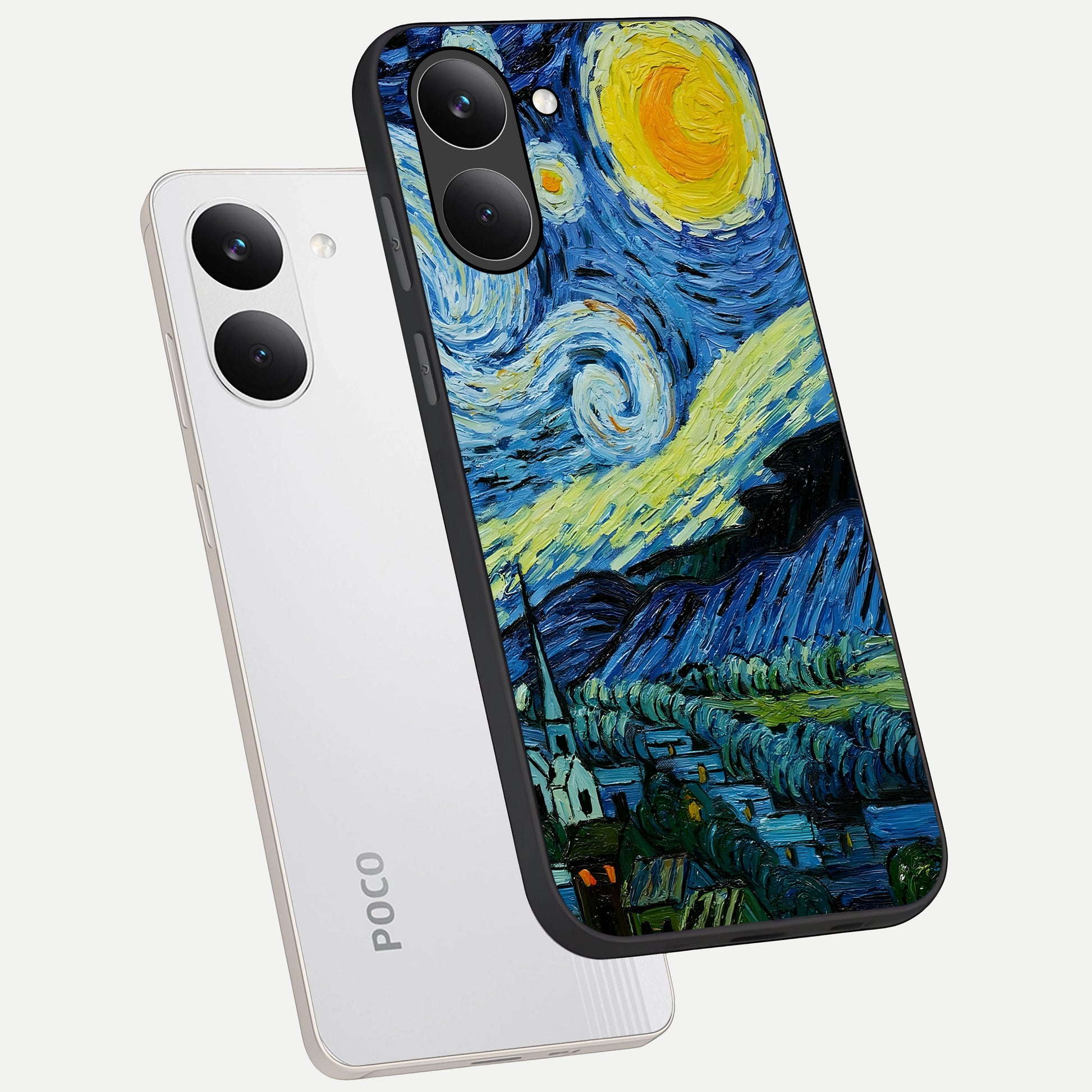  Inspired Van Gogh Art phone case For Poco X8 Pro showing premium glass back cover with detailed artwork