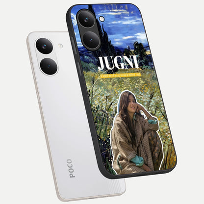  Jugni Soul Vibes phone case For Poco X8 Pro showing premium glass back cover with detailed artwork