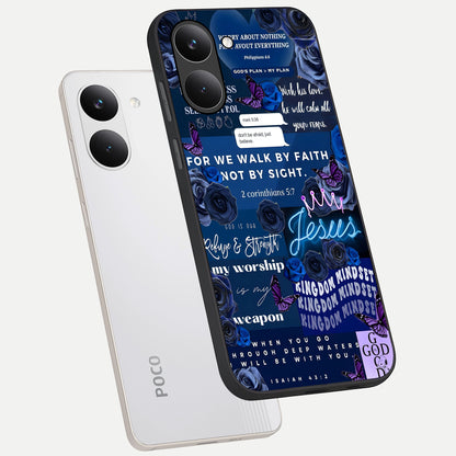  Kingdom Faith Glow phone case For Poco X8 Pro showing premium glass back cover with detailed artwork