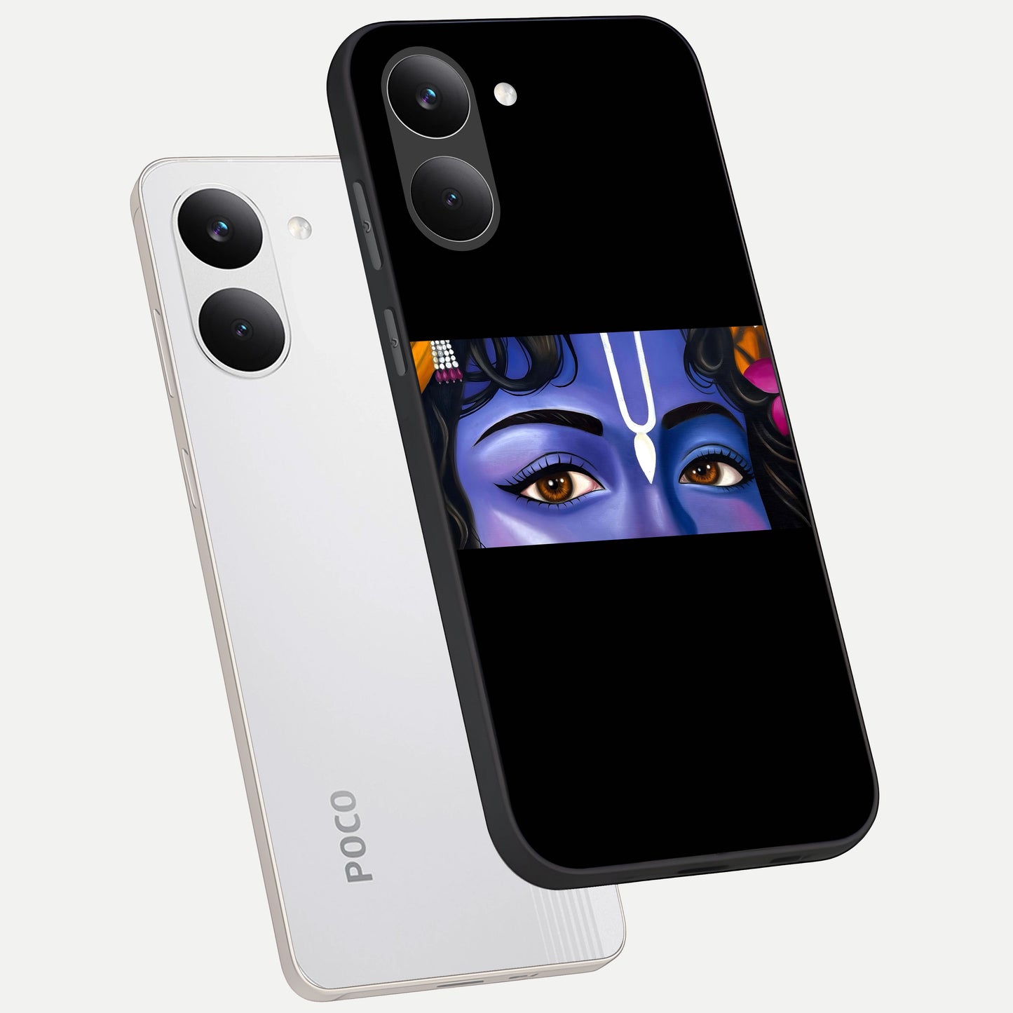  Krishna Eye phone case For Poco X8 Pro showing premium glass back cover with detailed artwork