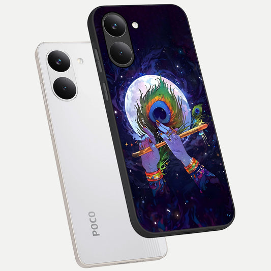  Krishna Hands Art phone case For Poco X8 Pro showing premium glass back cover with detailed artwork