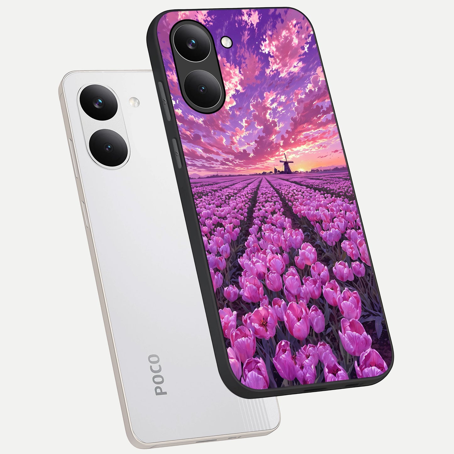  Lavender Dream Skies phone case For Poco X8 Pro showing premium glass back cover with detailed artwork