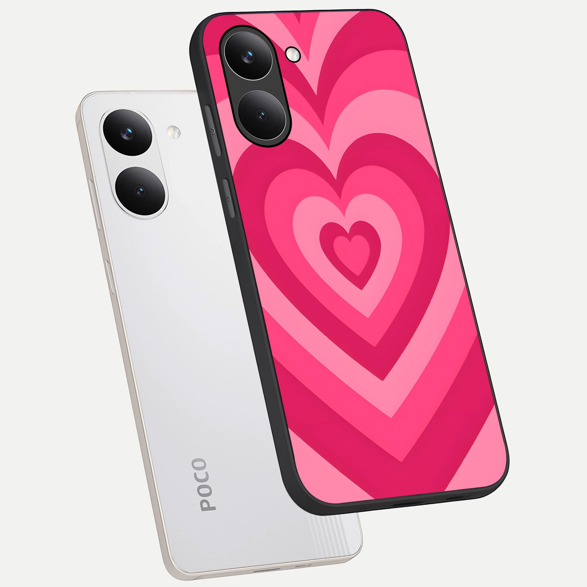  Layered Love Hearts phone case For Poco X8 Pro showing premium glass back cover with detailed artwork