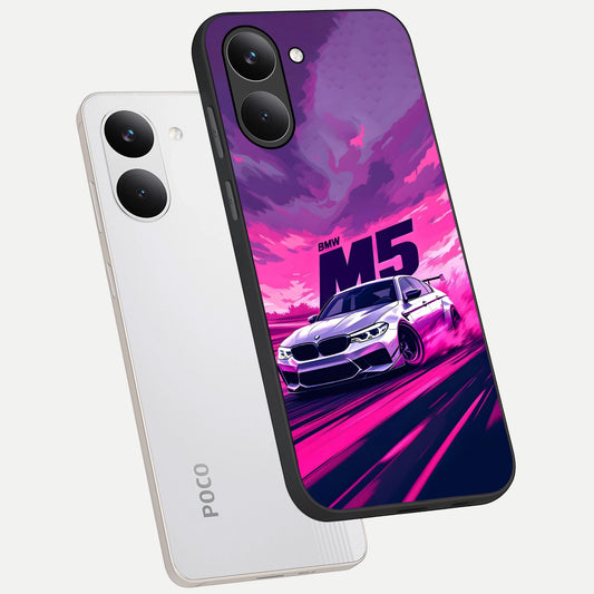 MS Neon Car phone case For Poco X8 Pro showing premium glass back cover with detailed artwork