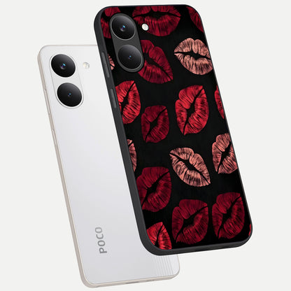  Midnight Kiss Love phone case For Poco X8 Pro showing premium glass back cover with detailed artwork