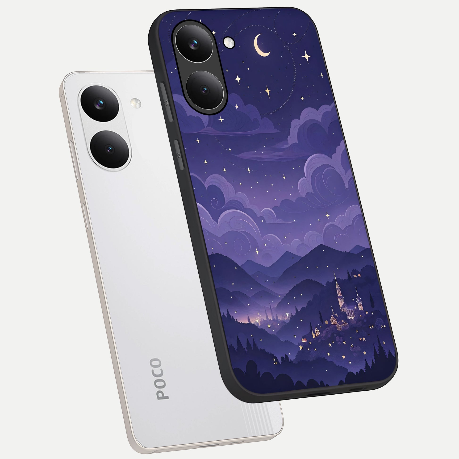  Minimal Night View phone case For Poco X8 Pro showing premium glass back cover with detailed artwork