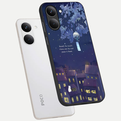  Moonlit Cat Silence phone case For Poco X8 Pro showing premium glass back cover with detailed artwork