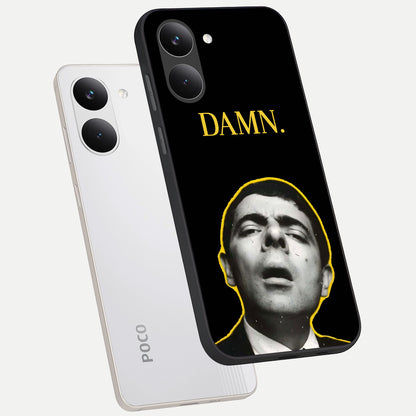  Mr Bean Damn phone case For Poco X8 Pro showing premium glass back cover with detailed artwork