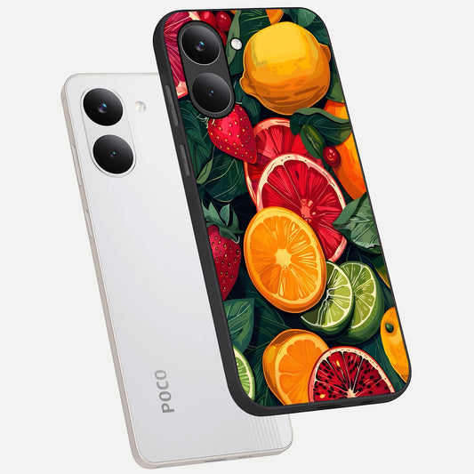  Multiple Fruits phone case For Poco X8 Pro showing premium glass back cover with detailed artwork