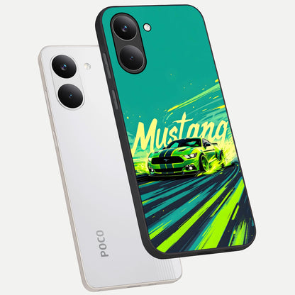 Mustang Bang phone case For Poco X8 Pro showing premium glass back cover with detailed artwork