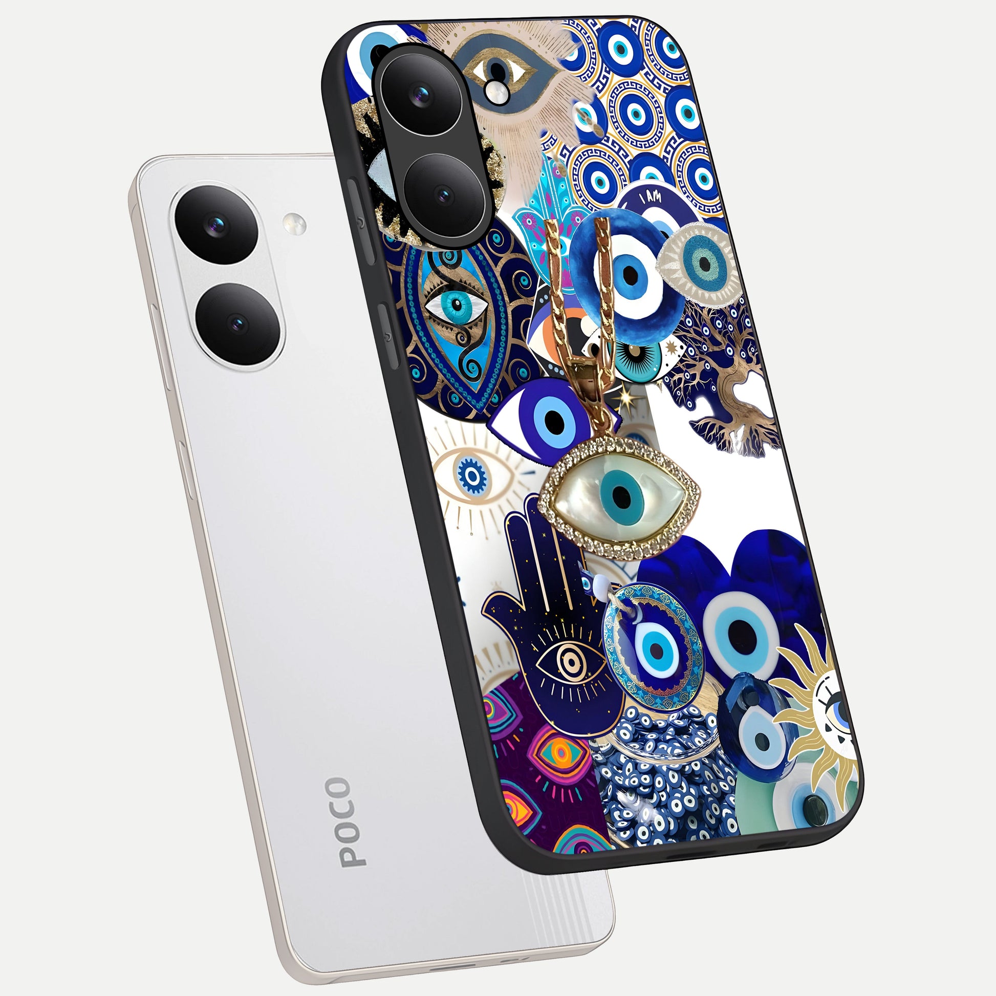  Mystic Charm Eye phone case For Poco X8 Pro showing premium glass back cover with detailed artwork