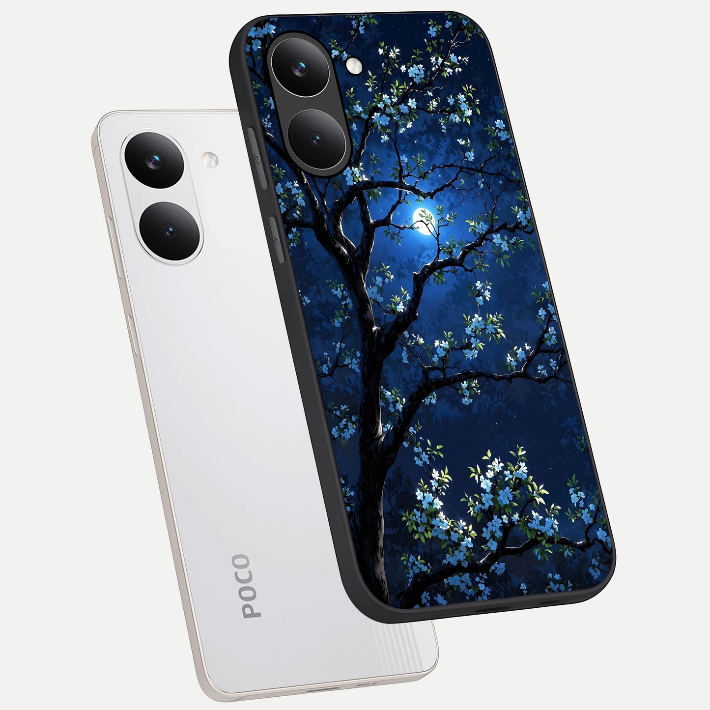  Mystic Floral Night phone case For Poco X8 Pro showing premium glass back cover with detailed artwork