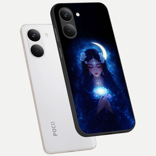  Mystic Moon Queen phone case For Poco X8 Pro showing premium glass back cover with detailed artwork