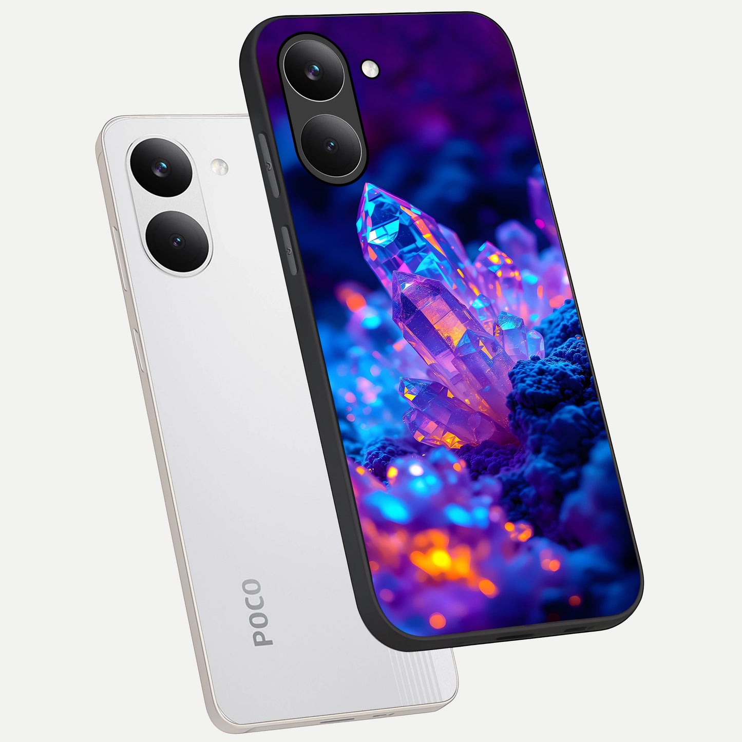  Neon Aura Shards phone case For Poco X8 Pro showing premium glass back cover with detailed artwork