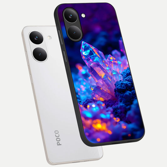  Neon Aura Shards phone case For Poco X8 Pro showing premium glass back cover with detailed artwork