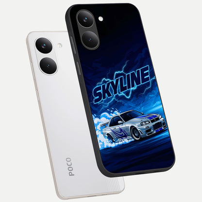 Neon Drift Beast phone case For Poco X8 Pro showing premium glass back cover with detailed artwork