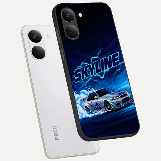  Neon Drift Beast phone case For Poco X8 Pro showing premium glass back cover with detailed artwork