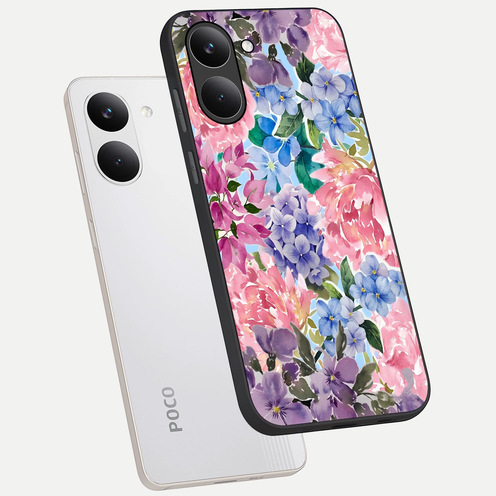  Pastel Floral Mix phone case For Poco X8 Pro showing premium glass back cover with detailed artwork