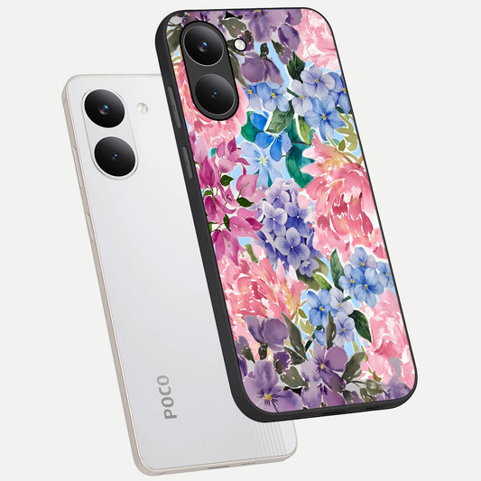  Pastel Floral Mix phone case For Poco X8 Pro showing premium glass back cover with detailed artwork