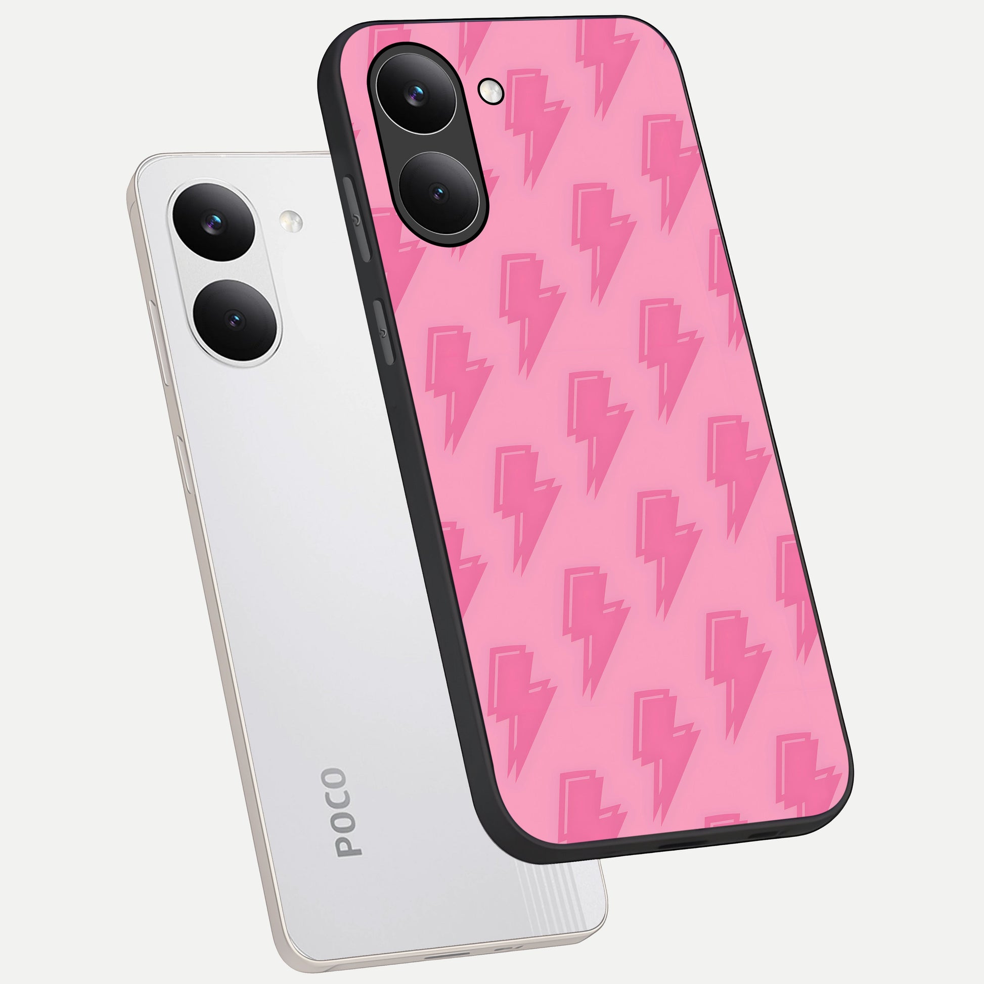  Pink Moo Magic phone case For Poco X8 Pro showing premium glass back cover with detailed artwork