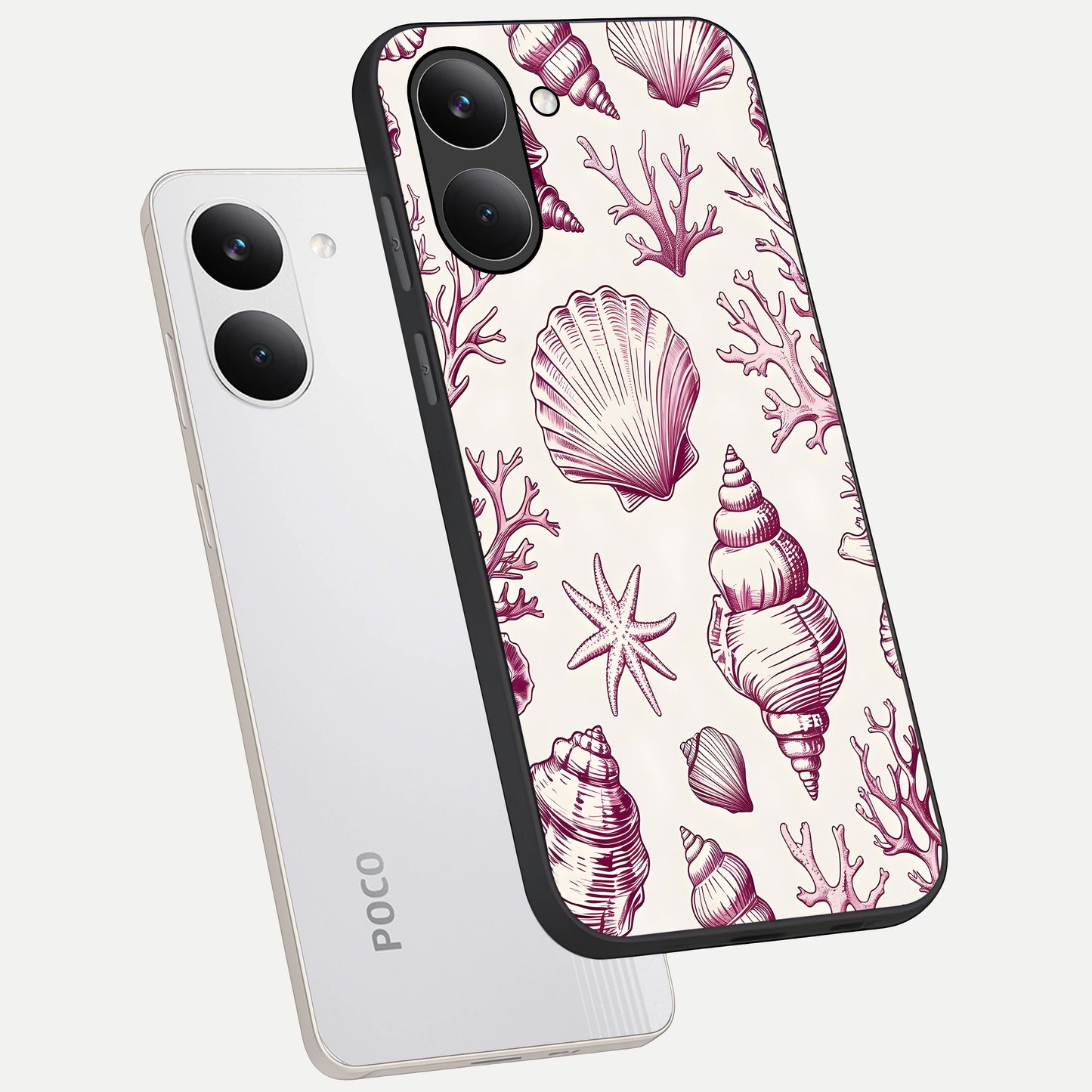  Pink Power Sparks phone case For Poco X8 Pro showing premium glass back cover with detailed artwork