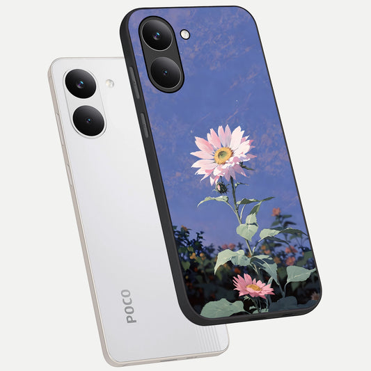  Pink Shells Outline phone case For Poco X8 Pro showing premium glass back cover with detailed artwork