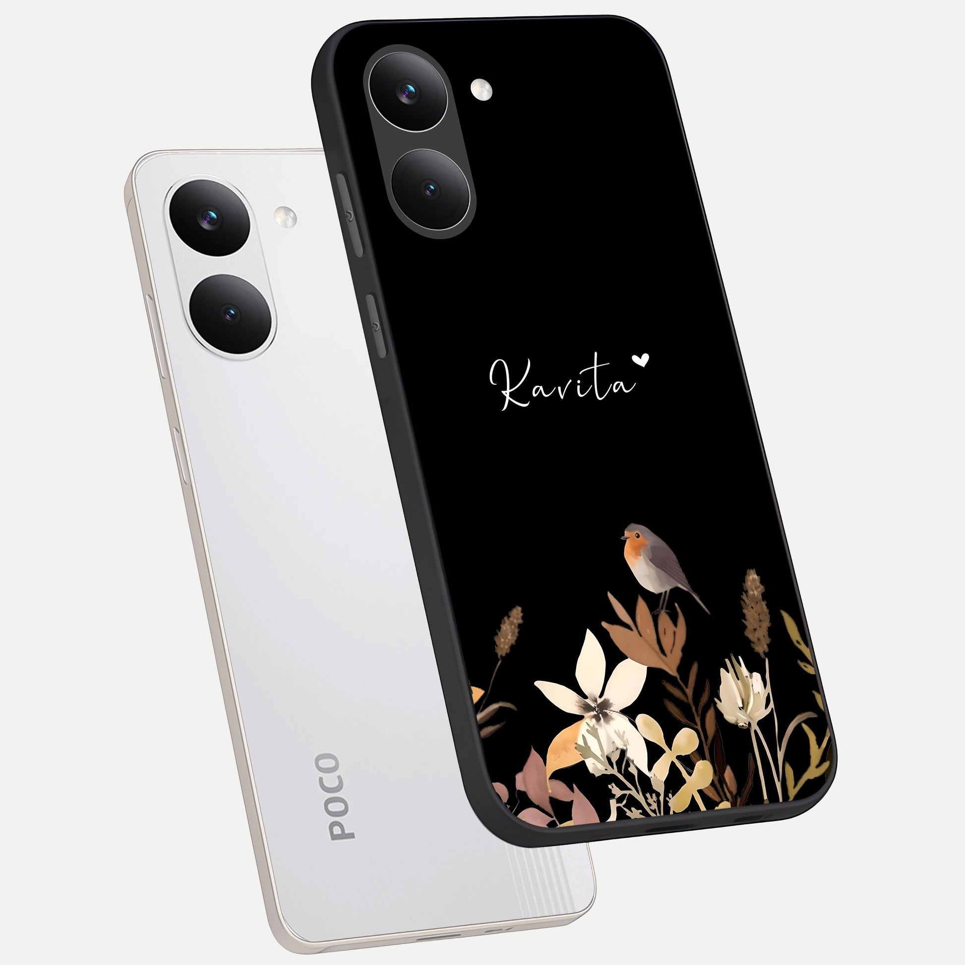 Quiet Garden Tune Custom Name phone case For Poco X8 Pro showing premium glass back cover with detailed artwork