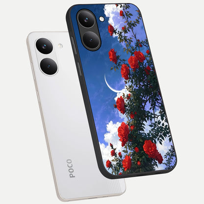  Rose Drift Flowers phone case For Poco X8 Pro showing premium glass back cover with detailed artwork