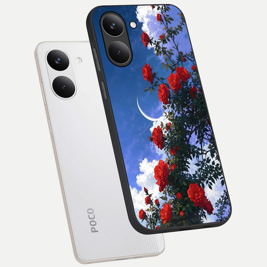  Rose Drift Flowers phone case For Poco X8 Pro showing premium glass back cover with detailed artwork