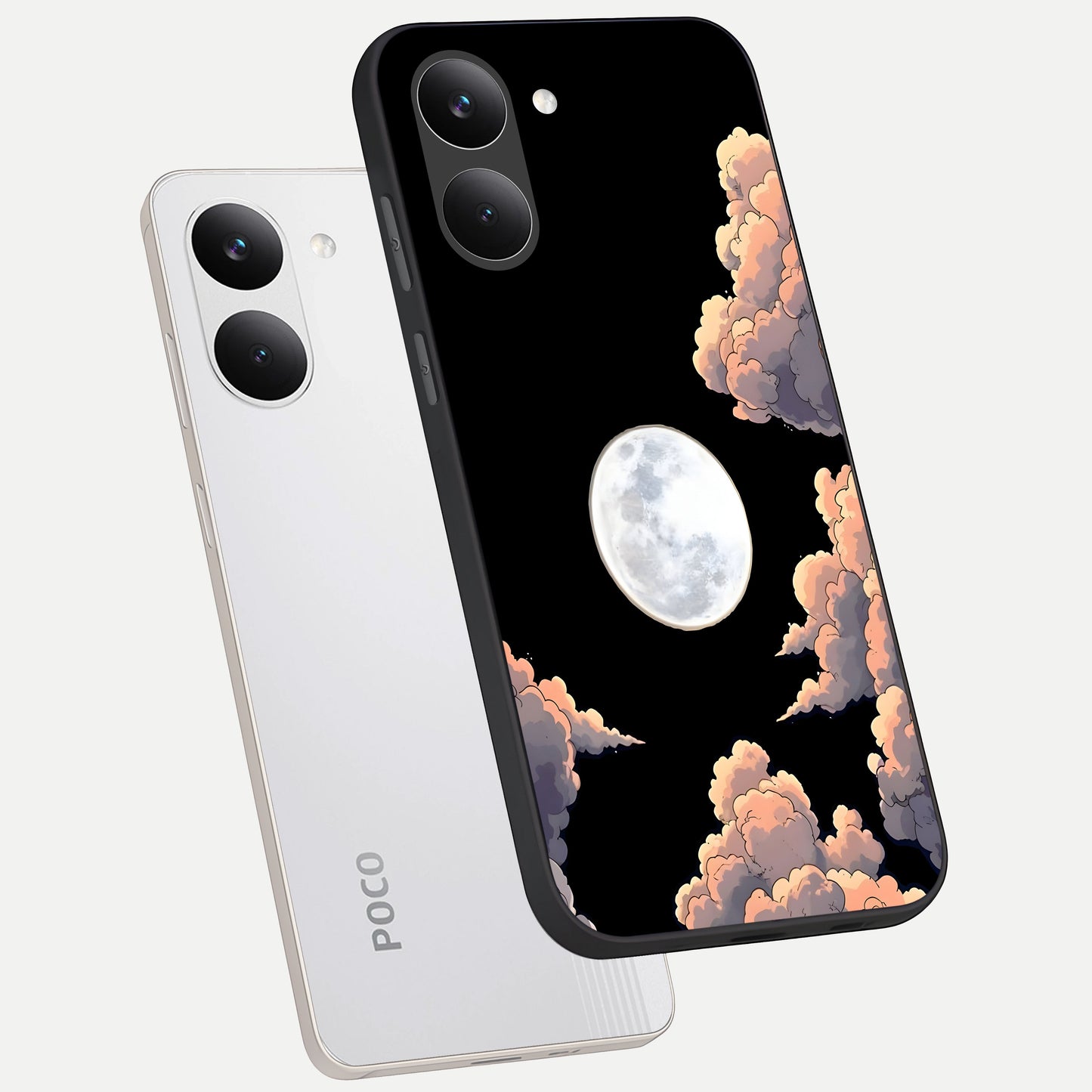  Shade Cloud Moon phone case For Poco X8 Pro showing premium glass back cover with detailed artwork