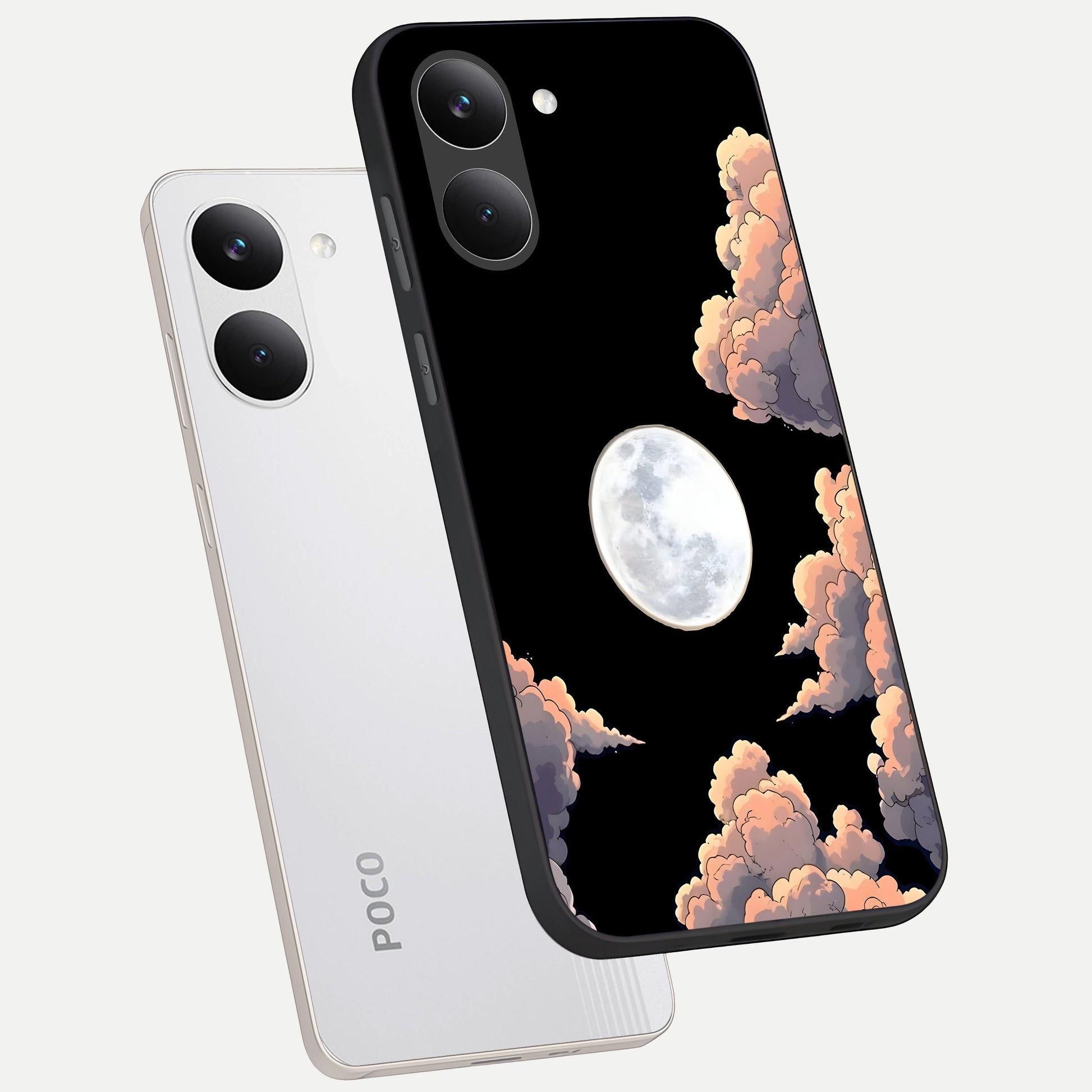  Shade Cloud Moon phone case For Poco X8 Pro showing premium glass back cover with detailed artwork