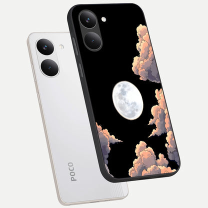  Shade Cloud Moon phone case For Poco X8 Pro showing premium glass back cover with detailed artwork