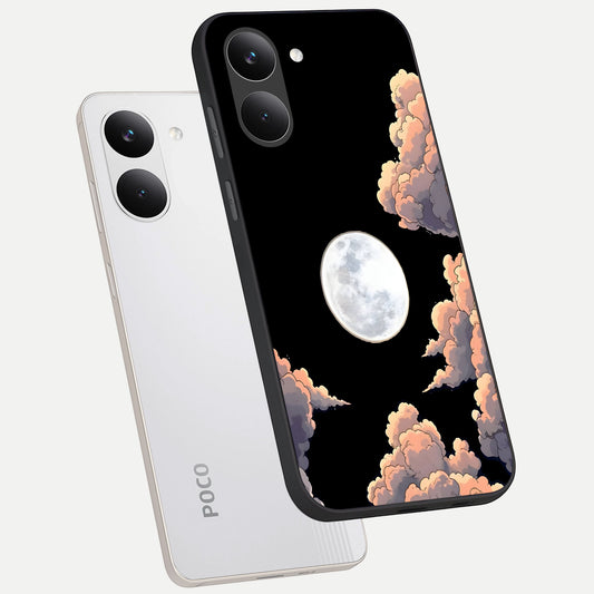  Shade Cloud Moon phone case For Poco X8 Pro showing premium glass back cover with detailed artwork