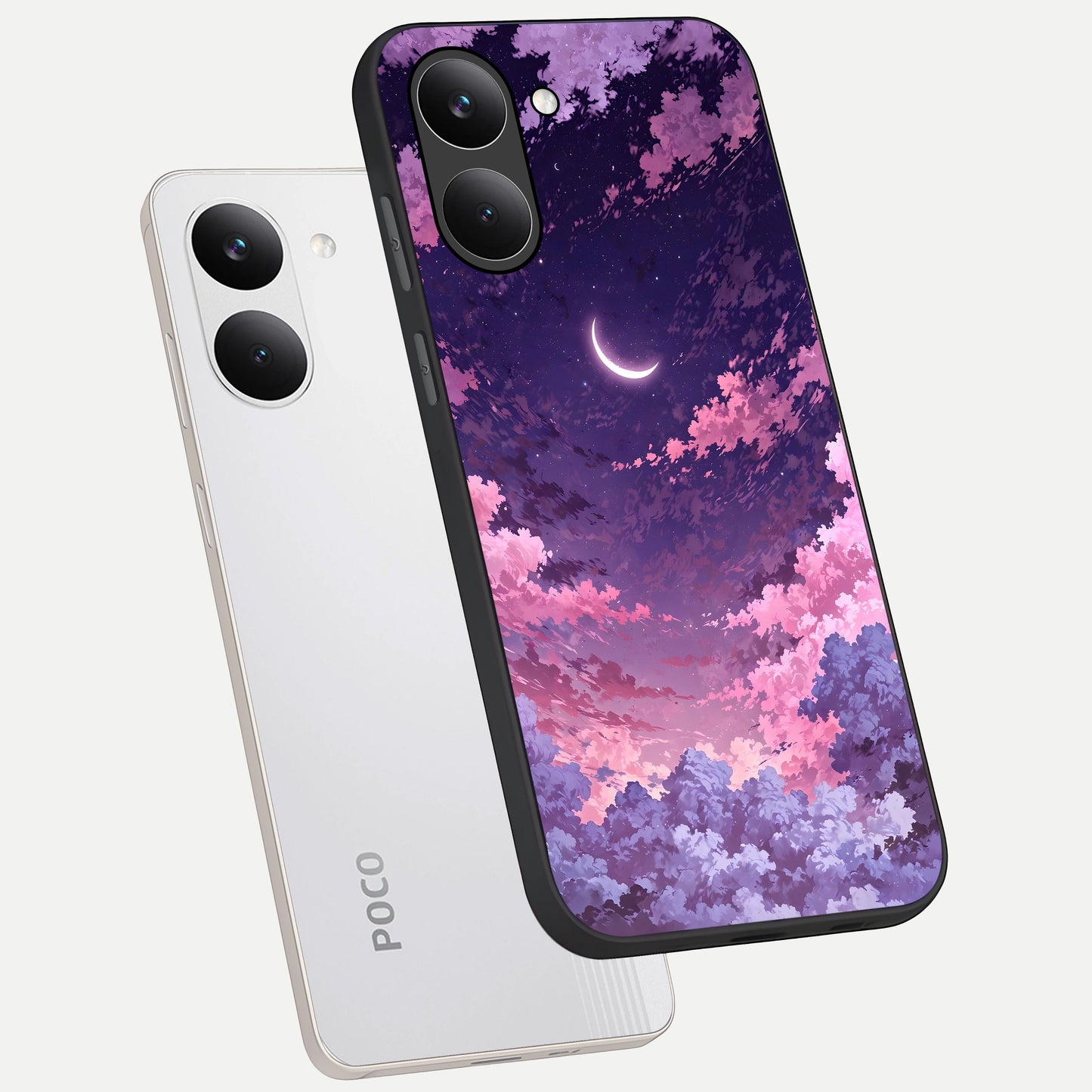  Sky Drift Clouds phone case For Poco X8 Pro showing premium glass back cover with detailed artwork