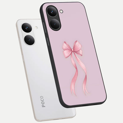  Soft Blush Bow phone case For Poco X8 Pro showing premium glass back cover with detailed artwork