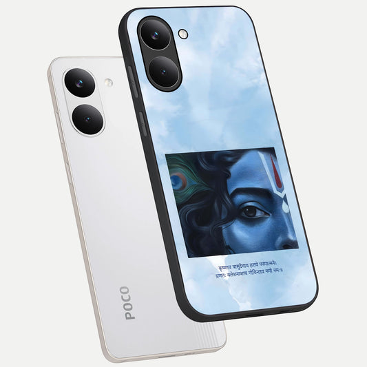  Spiritual Krishna phone case For Poco X8 Pro showing premium glass back cover with detailed artwork