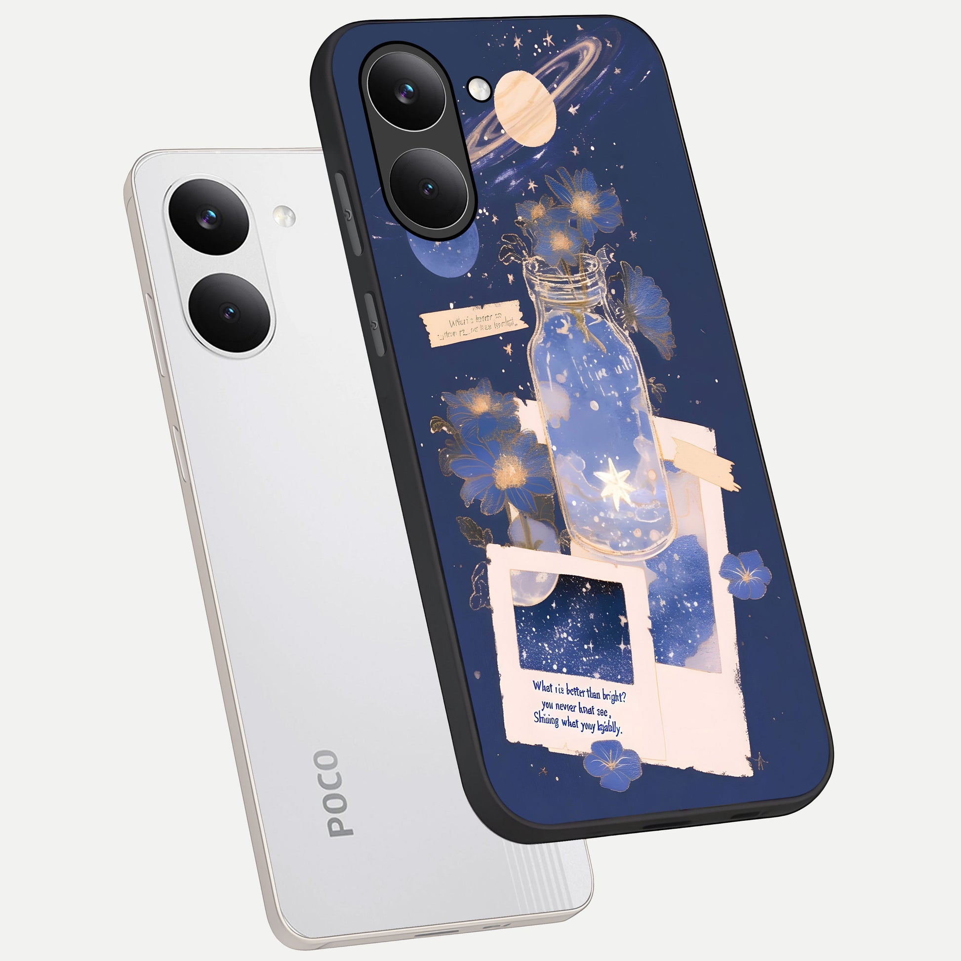  Starlit Cosmic Jar phone case For Poco X8 Pro showing premium glass back cover with detailed artwork