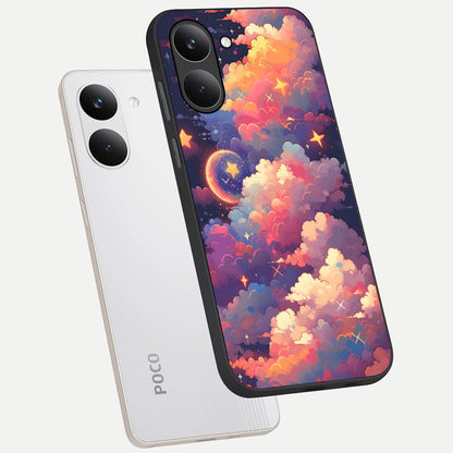  Starlit Dream Clouds phone case For Poco X8 Pro showing premium glass back cover with detailed artwork