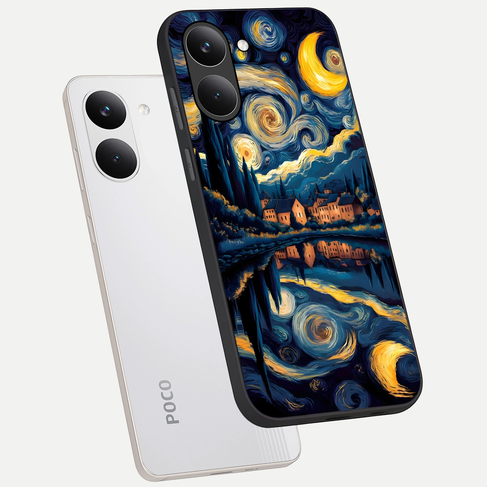  Starry Sky Serenity phone case For Poco X8 Pro showing premium glass back cover with detailed artwork