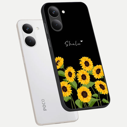  Sunflower Sky Bloom phone case For Poco X8 Pro showing premium glass back cover with detailed artwork