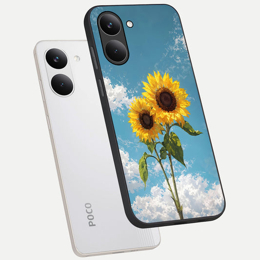  Sunlit Daisy Glow phone case For Poco X8 Pro showing premium glass back cover with detailed artwork