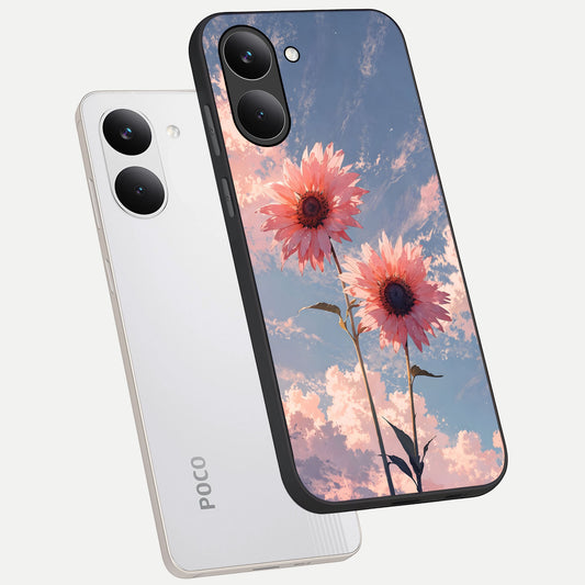  Sun Moon Balance phone case For Poco X8 Pro showing premium glass back cover with detailed artwork