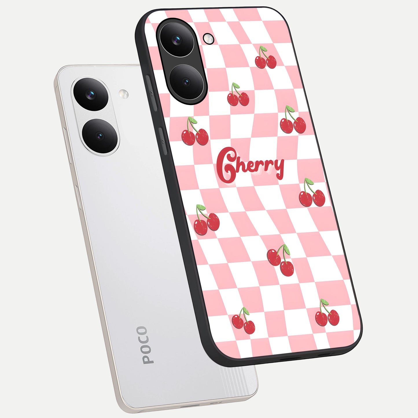  Sweet Cherry Vibes phone case For Poco X8 Pro showing premium glass back cover with detailed artwork