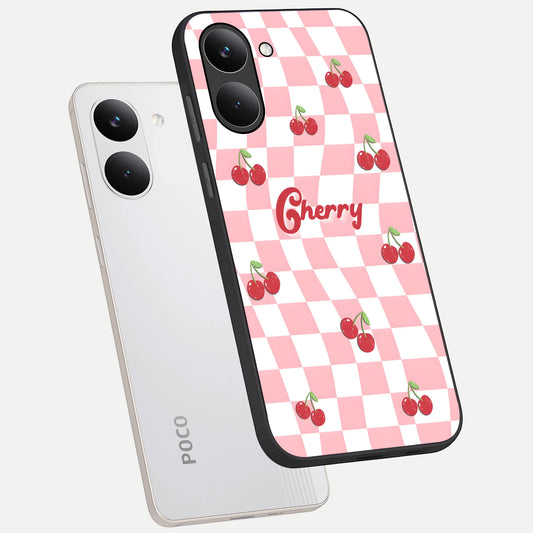  Sweet Cherry Vibes phone case For Poco X8 Pro showing premium glass back cover with detailed artwork