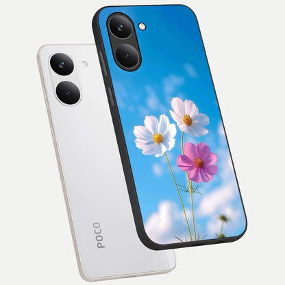  Tripple Flowers With Sky phone case For Poco X8 Pro showing premium glass back cover with detailed artwork